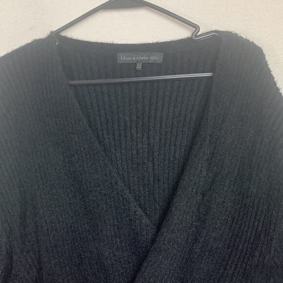 House of Harlow x revolve womens large wool sweater wrap dress black alpaca long - Picture 7 of 16